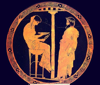 Representación griega de la Pitia de Delfos